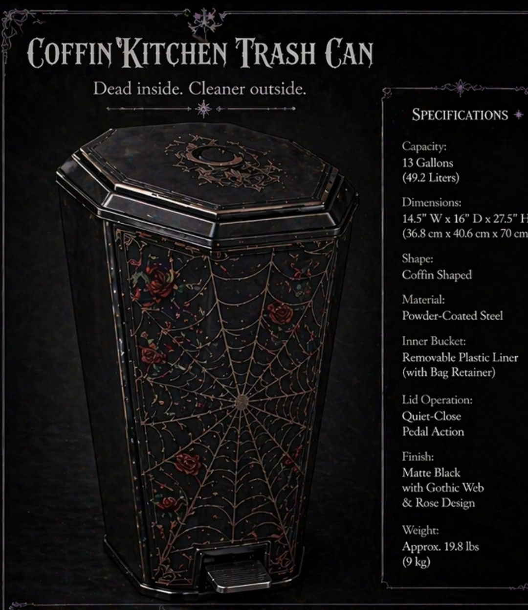 Coffin Trash Can 13 gallon
